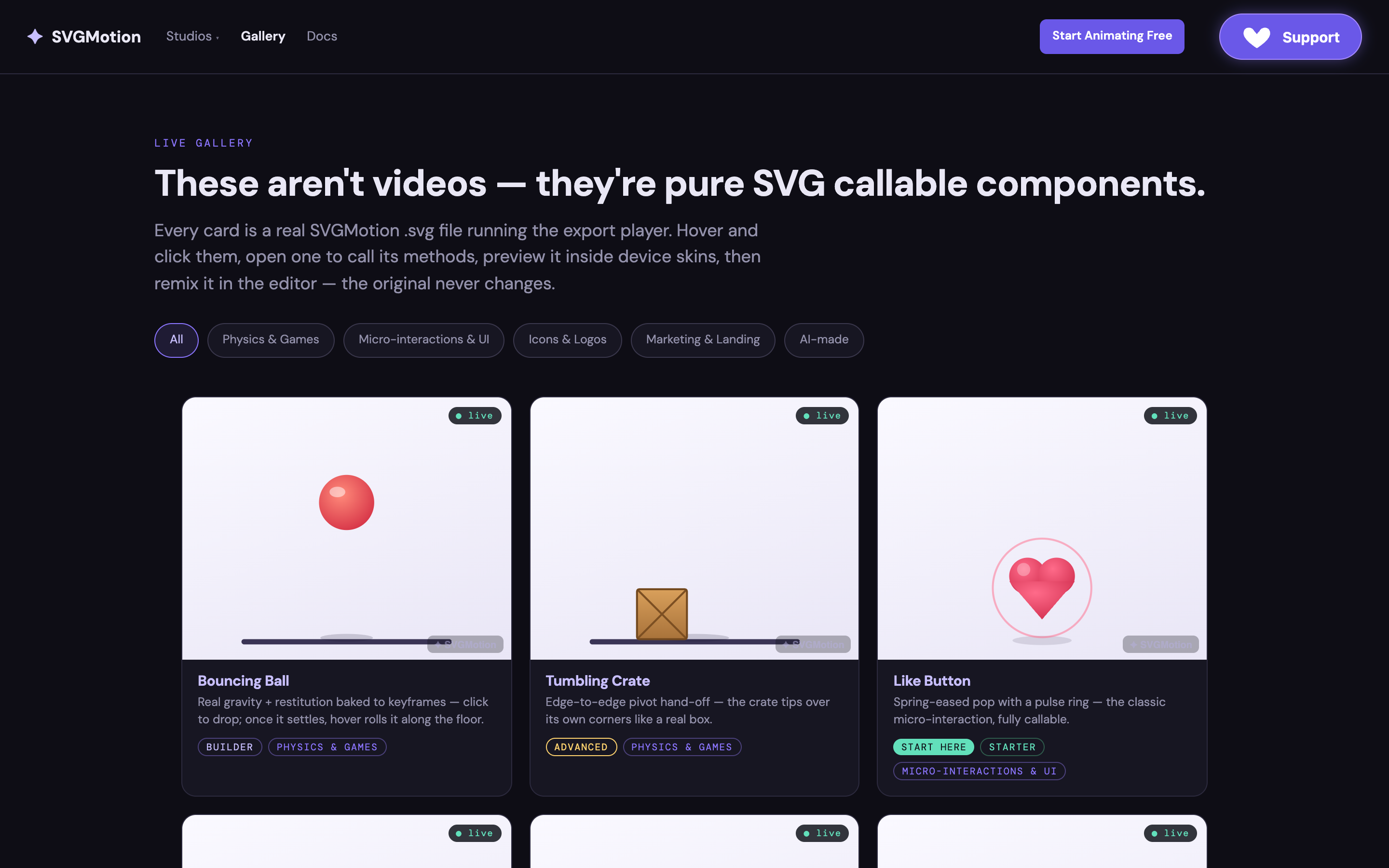SVGMotion scene gallery